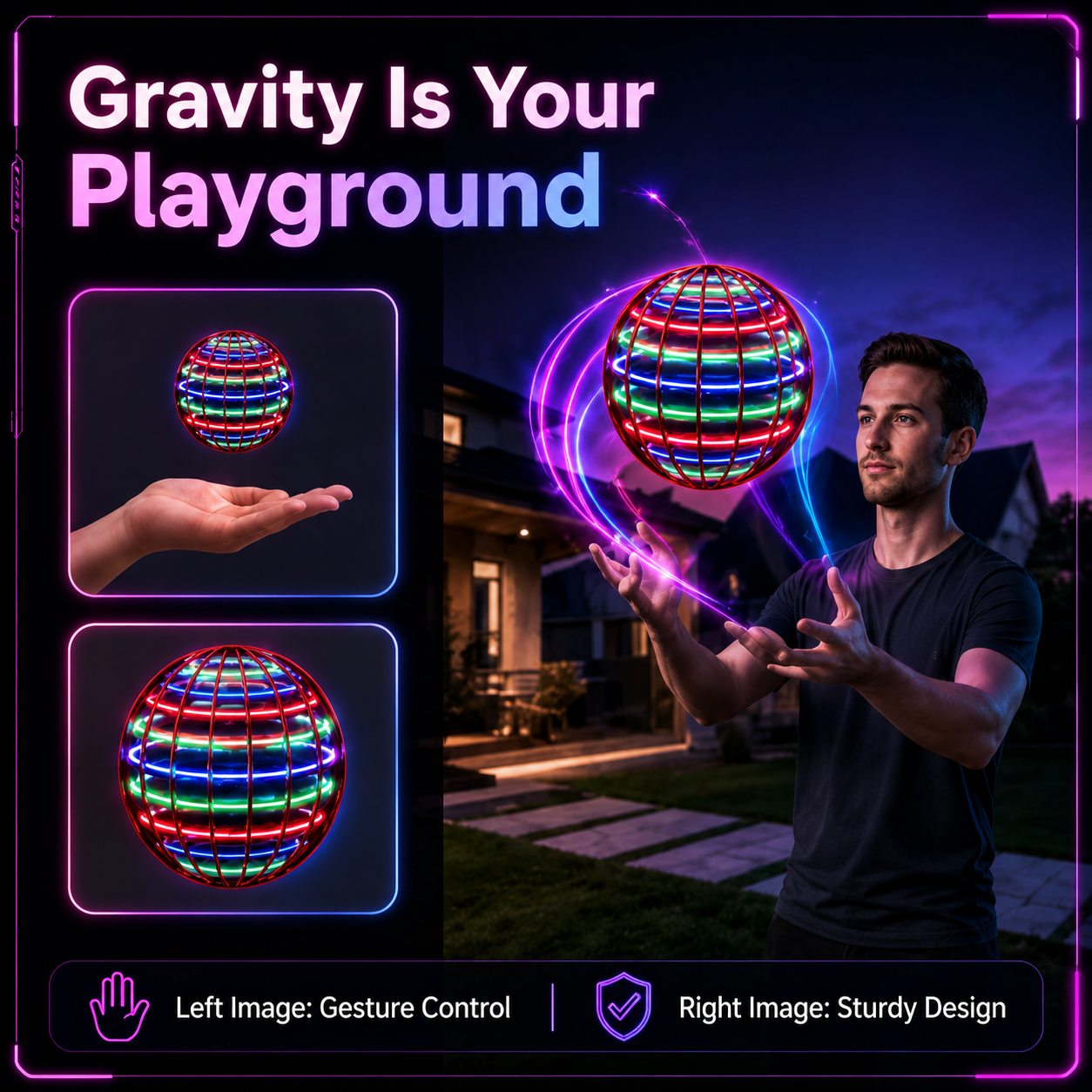 Flying Orb Ball — LED Boomerang Hover Toy