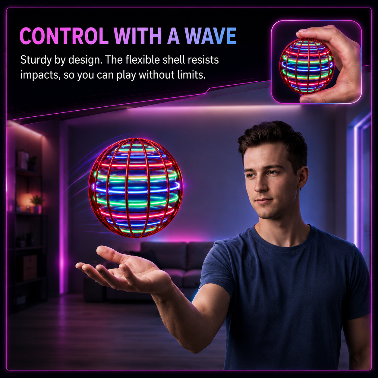 Flying Orb Ball — LED Boomerang Hover Toy